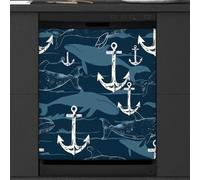 Mexpekil Copertura magnetica per lavastoviglie con ancora oceano, balena, animale, 58,4 x 66 cm, decorativa, impermeabile, copertura magnetica per elettrodomestici da cucina