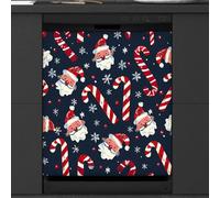 Mexpekil Copertura magnetica per lavastoviglie con Babbo Natale, bastoncini di zucchero e neve, 53,3 x 66 cm, decorazione impermeabile per lavastoviglie, adesivo magnetico per elettrodomestici da