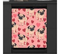 Mexpekil Copertura magnetica per lavastoviglie con carlino e cuore, 53,3 x 66 cm, decorativa, impermeabile, per lavastoviglie, adesivo magnetico per elettrodomestici da cucina