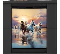 Mexpekil Copertura magnetica per lavastoviglie con cavallo che corre al tramonto, 53,3 x 66 cm, adesivo decorativo impermeabile per lavastoviglie per elettrodomestici da cucina