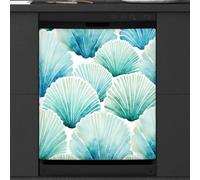 Mexpekil Copertura magnetica per lavastoviglie con conchiglie color foglia di tè, 58,4 x 66 cm, decorativa, impermeabile, per elettrodomestici da cucina