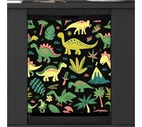 Mexpekil Copertura magnetica per lavastoviglie con dinosauro tropicale verde, 53,3 x 66 cm, adesivo decorativo impermeabile per lavastoviglie per elettrodomestici da cucina