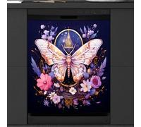 Mexpekil Copertura magnetica per lavastoviglie con farfalla magica etnica 53,3 x 66 cm, adesivo decorativo impermeabile per lavastoviglie per elettrodomestici da cucina