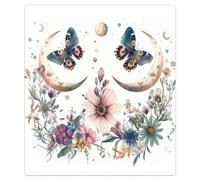 Mexpekil Copertura magnetica per lavastoviglie con farfalle e fiori ad acquerello, 53,3 x 66 cm, impermeabile, decorativo, adesivo per lavastoviglie per elettrodomestici da cucina