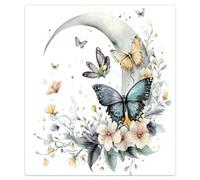 Mexpekil Copertura magnetica per lavastoviglie con farfalle e fiori e luna, 53,3 x 66 cm, impermeabile, decorativa, magnetica, per elettrodomestici da cucina