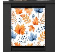 Mexpekil Copertura magnetica per lavastoviglie con foglia d'acero autunnale del Ringraziamento, 58,4 x 66 cm, adesivo decorativo impermeabile per lavastoviglie per elettrodomestici da cucina