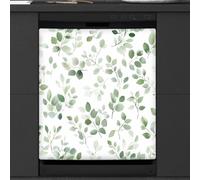 Mexpekil Copertura magnetica per lavastoviglie con foglie di eucalipto verde, 53,3 x 66 cm, adesivo decorativo impermeabile per lavastoviglie per elettrodomestici da cucina