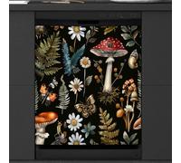 Mexpekil Copertura magnetica per lavastoviglie con funghi, farfalle, lumache, fiori, 53,3 x 66 cm, decorativa, impermeabile, per lavastoviglie, adesivo magnetico per elettrodomestici da cucina