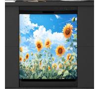 Mexpekil Copertura magnetica per lavastoviglie con girasole e cielo, 53,3 x 66 cm, decorativa, impermeabile, per elettrodomestici da cucina