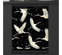 Mexpekil Copertura magnetica per lavastoviglie, con gru nel cielo notturno, adesivo magnetico per lavastoviglie, 66 x 53 cm, per cucina e lavastoviglie