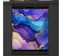 Mexpekil Copertura magnetica per lavastoviglie con inchiostro marmo viola | Copertura magnetica riutilizzabile per lavastoviglie, pannello frontale decorativo per lavastoviglie