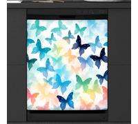 Mexpekil Copertura magnetica per lavastoviglie con motivo a farfalla colorata, 53,3 x 66 cm, adesivo decorativo impermeabile per lavastoviglie per elettrodomestici da cucina