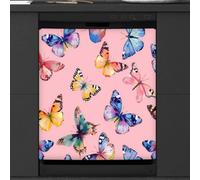 Mexpekil Copertura magnetica per lavastoviglie con motivo a farfalla e animali colorati, 53,3 x 66 cm, adesivo decorativo impermeabile per lavastoviglie per elettrodomestici da cucina