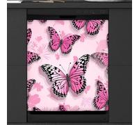 Mexpekil Copertura magnetica per lavastoviglie con motivo a farfalla rosa, 53,3 x 66 cm, adesivo decorativo impermeabile per lavastoviglie per elettrodomestici da cucina