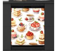 Mexpekil Copertura magnetica per lavastoviglie con motivo di torte e frutta, 58,4 x 66 cm, decorazione impermeabile per lavastoviglie, adesivo magnetico per elettrodomestici da cucina