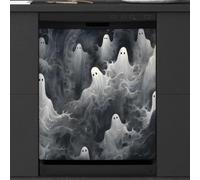 Mexpekil Copertura magnetica per lavastoviglie con motivo fantasma di Halloween, 53,3 x 66 cm, adesivo decorativo impermeabile per lavastoviglie per elettrodomestici da cucina