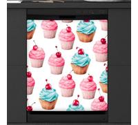 Mexpekil Copertura magnetica per lavastoviglie con motivo torta di ciliegie ad acquerello, 53,3 x 66 cm, decorazione impermeabile per lavastoviglie, adesivo magnetico per elettrodomestici da cucina