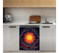 Mexpekil Copertura magnetica per lavastoviglie con nuvole di sole, 53 x 66 cm, adesivo decorativo per lavastoviglie per porta d'ingresso, impermeabile, pannello magnetico per elettrodomestici da