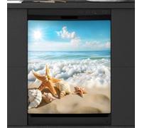 Mexpekil Copertura magnetica per lavastoviglie con oceano, mare, spiaggia, stella marina, conchiglia, 58,4 x 66 cm, impermeabile, adesivo decorativo per lavastoviglie per elettrodomestici da cucina
