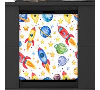 Mexpekil Copertura magnetica per lavastoviglie con pianeti dell'universo dei cartoni animati, 53,3 x 66 cm, adesivo decorativo impermeabile per lavastoviglie per elettrodomestici da cucina