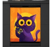 Mexpekil Copertura magnetica per lavastoviglie con simpatico animale gatto pesce 58,4 x 66 cm, adesivo decorativo impermeabile per lavastoviglie per elettrodomestici da cucina