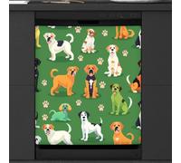 Mexpekil Copertura magnetica per lavastoviglie con stampa di zampa di cane, verde, 53,3 x 66 cm, adesivo decorativo impermeabile per lavastoviglie per elettrodomestici da cucina