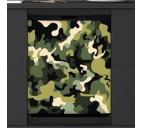 Mexpekil Copertura magnetica per lavastoviglie con stampa mimetica verde, grigio, 53,3 x 66 cm, adesivo decorativo impermeabile per lavastoviglie per elettrodomestici da cucina