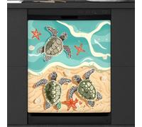Mexpekil Copertura magnetica per lavastoviglie con tartaruga marina e stella marina, 58,4 x 66 cm, decorativa, impermeabile, copertura magnetica per elettrodomestici da cucina