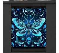 Mexpekil Copertura magnetica per lavastoviglie con teschio e farfalla in stile gotico, 53,3 x 66 cm, decorativa, impermeabile, per elettrodomestici da cucina