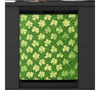 Mexpekil Copertura magnetica per lavastoviglie con trifoglio verde con foglie fortunate, 53,3 x 66 cm, adesivo decorativo impermeabile per lavastoviglie per elettrodomestici da cucina