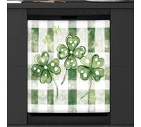Mexpekil Copertura magnetica per lavastoviglie con trifoglio verde St Patricks Plaid 53,3 x 66 cm, adesivo decorativo impermeabile per lavastoviglie magnetico per elettrodomestici da cucina