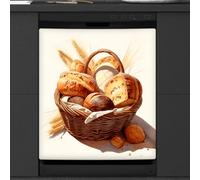 Mexpekil Copertura magnetica per lavastoviglie, copertura magnetica adesiva per lavastoviglie con foglie cadenti di pane e grano