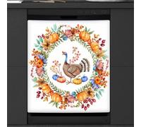 Mexpekil Copertura magnetica per lavastoviglie, corona di zucca di tacchino per il Ringraziamento autunnale, copertura magnetica per lavastoviglie, decorazione artistica per cucina