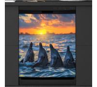 Mexpekil Copertura magnetica per lavastoviglie, Dolphin Partner in the Sea Sunset, copertura magnetica per lavastoviglie, decorazione artistica da cucina