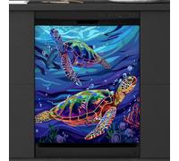 Mexpekil Copertura magnetica per lavastoviglie, due tartarughe nell'oceano, copertura magnetica per lavastoviglie, decorazione artistica da cucina