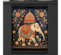 Mexpekil Copertura magnetica per lavastoviglie, elefante fiore India Birmania sud-est asiatico stile magnetico per lavastoviglie copertura magnetica per lavastoviglie cucina decorazione artistica