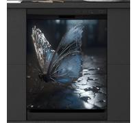 Mexpekil Copertura magnetica per lavastoviglie, farfalla nera su seta rosa animale magnetico adesivo per lavastoviglie, 66 x 53 copertura magnetica per cucina lavastoviglie arte