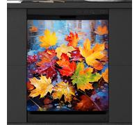 Mexpekil Copertura magnetica per lavastoviglie, foglie che cadono in acqua, foglie d'acero autunnali, copertura magnetica per lavastoviglie, 66 x 53 cm, copertura magnetica per cucina e lavastoviglie