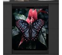 Mexpekil Copertura magnetica per lavastoviglie, grande farfalla nera sulla cima degli alberi realistica animale magnetico per lavastoviglie copertura magnetica per lavastoviglie cucina decorazione