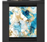 Mexpekil Copertura magnetica per lavastoviglie in marmo color foglia di tè, 58,4 x 66 cm, decorativa, impermeabile, per elettrodomestici da cucina