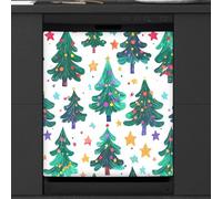 Mexpekil Copertura magnetica per lavastoviglie, motivo albero di Natale verde, 53,3 x 66 cm, adesivo decorativo impermeabile per lavastoviglie per elettrodomestici da cucina