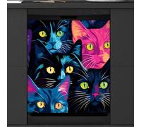 Mexpekil Copertura magnetica per lavastoviglie, motivo: gatto che guarda in lontananza, romantico, magnetico, per lavastoviglie, decorazione artistica da cucina