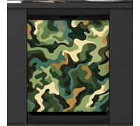 Mexpekil Copertura magnetica per lavastoviglie, motivo mimetico, 53,3 x 66 cm, decorativa, impermeabile, per elettrodomestici da cucina, colore: verde e grigio