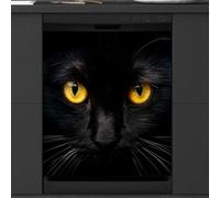 Mexpekil Copertura magnetica per lavastoviglie, motivo: occhi di gatto nero che guarda gli occhi, copertura magnetica per lavastoviglie, decorazione artistica da cucina