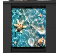 Mexpekil Copertura magnetica per lavastoviglie, motivo: oceano, spiaggia, stella marina, conchiglia, 58,4 x 66 cm, decorazione impermeabile per lavastoviglie, adesivo magnetico per elettrodomestici da