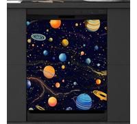Mexpekil Copertura magnetica per lavastoviglie, motivo: pianeti, spazio, universo, 53,3 x 66 cm, adesivo decorativo impermeabile per lavastoviglie per elettrodomestici da cucina