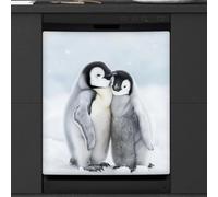 Mexpekil Copertura magnetica per lavastoviglie, motivo: pinguino che si coccola nella neve, 66 x 53 cm, copertura magnetica per lavastoviglie da cucina