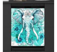 Mexpekil Copertura magnetica per lavastoviglie, motivo testa di elefante, 53,3 x 66 cm, decorativa, impermeabile, per elettrodomestici da cucina