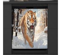 Mexpekil Copertura magnetica per lavastoviglie, motivo: tigre ruggente, stampa artistica a tema animale, 66 x 53 cm, copertura magnetica per lavastoviglie da cucina