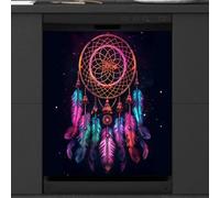 Mexpekil Copertura magnetica per lavastoviglie Neon Dream Catcher | Copertura magnetica riutilizzabile per lavastoviglie, pannello frontale decorativo per lavastoviglie